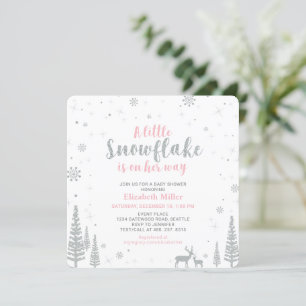 Roze Winter Wonderland, Girl Baby shower Kaart