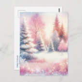 Roze Winter Wonderland Kerstmis Briefkaart (Voorkant / Achterkant)