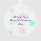 Roze Winter Wonderland Kerstmis gepersonaliseerd Ornament (achterkant)