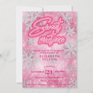 Roze Winter wonderland sneeuwvlokken zoet 16 Kaart