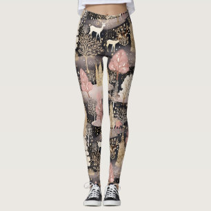 Roze Winterherten Fantasie Kasteel Landschap (3) Leggings