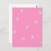 Roze wintersneeuwvlokken briefkaart (Voorkant / Achterkant)