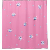 Roze wintersneeuwvlokken douchegordijn (Voorkant)