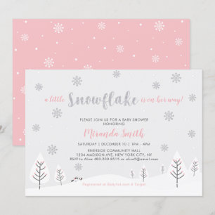 Roze winterwonderland, Girl Baby shower/Sprinkle Kaart