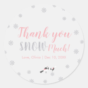 Roze winterwonderland, Girl Baby shower/Sprinkle Ronde Sticker