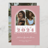 Roze Wit 2024 Modern Arch Foto Afstuderen Aankondiging (Voorkant / Achterkant)