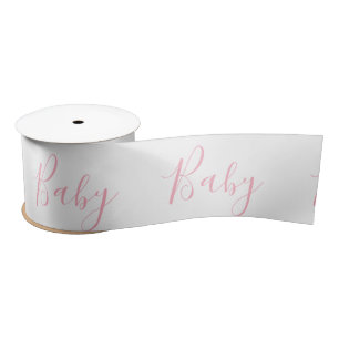 Roze Wit Baby Meisje Script Elegant Baby shower Lint