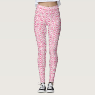 Roze Wit Beige Deco Ketting Patroon Gym Oefening Leggings