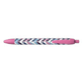 Roze Wit Blauw Zigzag Chevy Patroon Zwarte Inkt Pen (Achterkant)