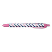 Roze Wit Blauw Zigzag Chevy Patroon Zwarte Inkt Pen (Bodem)