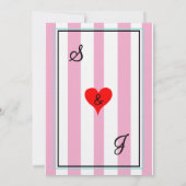 Roze Wit Blauwe Strepen Trouw Monogram Kaart (Achterkant)