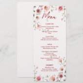 Roze Wit Bloemen Bruiloft Menu (Voorkant / Achterkant)