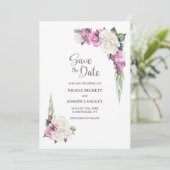 Roze Wit Bloemen Bruiloft Save the Date (Staand voorkant)