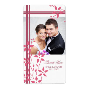Roze Wit Bloemen Foto Bruiloft Labels