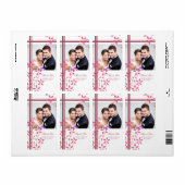 Roze Wit Bloemen Foto Bruiloft Labels (Full Sheet)