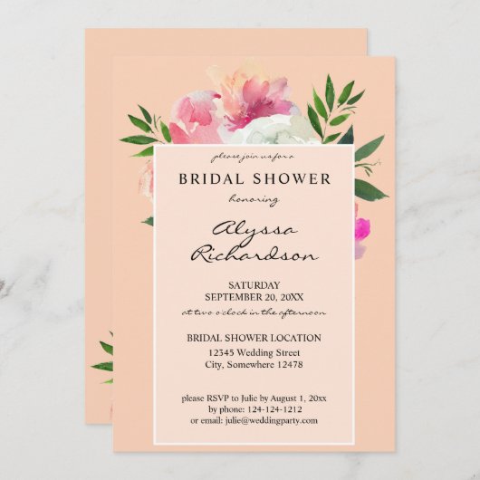 Roze & Wit Bloemen Vrijgezellenfeest - Roze 2C Kaart (Voorkant / Achterkant)