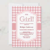 Roze Wit Buffel Plaid Baby shower Kaart (Voorkant)