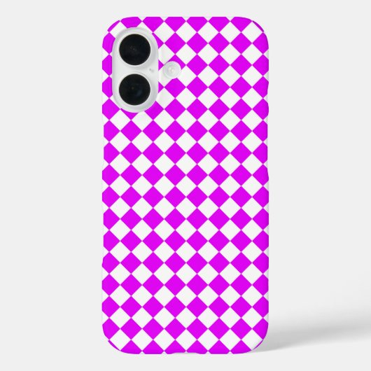 Roze Wit Checker Diamant Patroon Case-Mate iPhone Case (Achterkant)