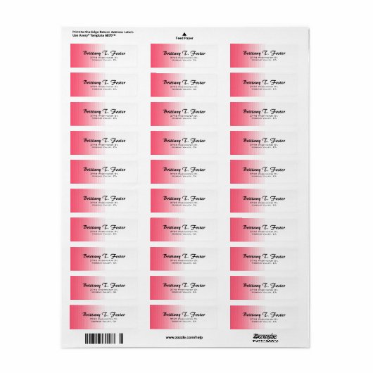 Roze Wit Curve Brush Script Elegant Minimalist Etiket (Full Sheet)