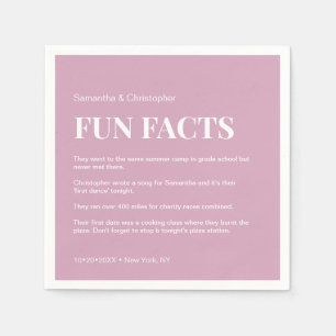 Roze wit Custom fun fact typografie Bruiloft Servet