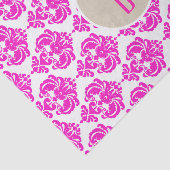 Roze Wit Damast Kraft Monogram Letter Initiaal Tissuepapier (Detail)