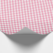 Roze wit dambordpatroon cadeaupapier (Hoek)