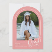 Roze Wit Elegante Foto 2025 Afstudeerder Aankondig Kaart (Voorkant)