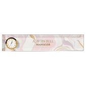 Roze wit en goud marmer gepersonaliseerd naambordje (Voorkant)