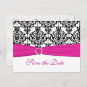Roze, wit en zwart Save the Date Briefkaart (Voorkant / Achterkant)