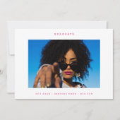 Roze Wit Funky Foto College Foto Afstuderen Aankondiging (Voorkant)