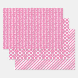 Roze & Wit Gecoördineerd Geometrisch & "Met Liefde Inpakpapier Vel
