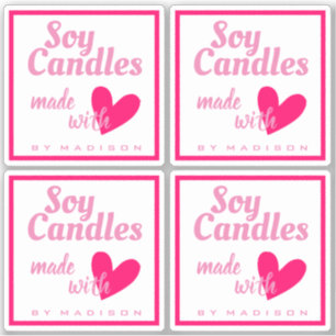 roze wit gemaakt met liefdeshartskaarsen sticker