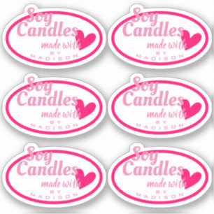 roze wit gemaakt met liefdeshartskaarsen sticker