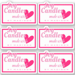 roze wit gemaakt met liefdeshartskaarsen sticker