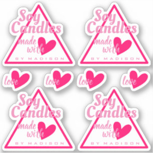 roze wit gemaakt met liefdeshartskaarsen sticker
