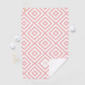 Roze Wit Geometrisch Patroon Monogram Golfhanddoek (Insitu)