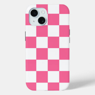 Roze Wit Geruit Check iPhone Case