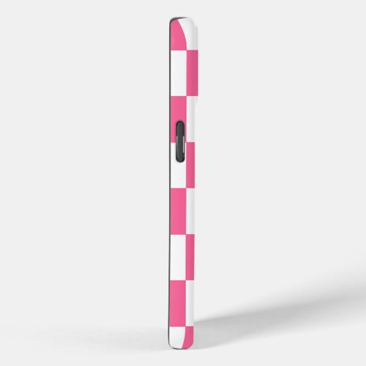 Roze Wit Geruit Check iPhone Case (Achterkant / Rechts)