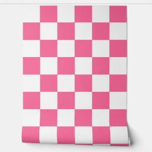 Roze Wit Geruit Check Wall Decor Behang