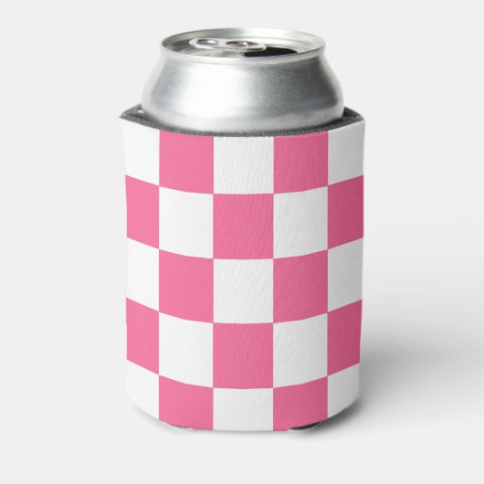 Roze wit geruit controlepatroon blikjeskoeler (Blikje Achterkant)