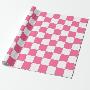 Roze wit geruit controlepatroon cadeaupapier