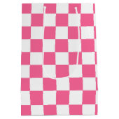 Roze wit geruit controlepatroon medium cadeauzakje (Achterkant)