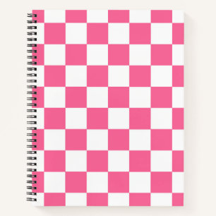 Roze wit geruit controlepatroon notitieboek