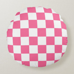 Roze wit geruit controlepatroon rond kussen