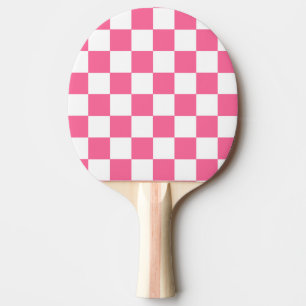 Roze wit geruit controlepatroon tafeltennisbatje