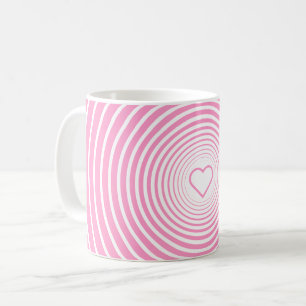 Roze Wit Gestreepte Mok met Hart of Kies Kleuren
