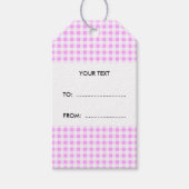 Roze Wit Gingham patroon, uw monogram Cadeaulabel (Voorkant)