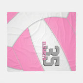 roze wit giraal volleybal gepersonaliseerd fleece deken (Voorkant (Horizontaal))