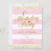 Roze Wit & Goud 1e VERJAARDAG UITNODIGINGEN (Voorkant)