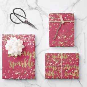 Roze Wit Goud Confetti Sparkle Inpakpapier Vel